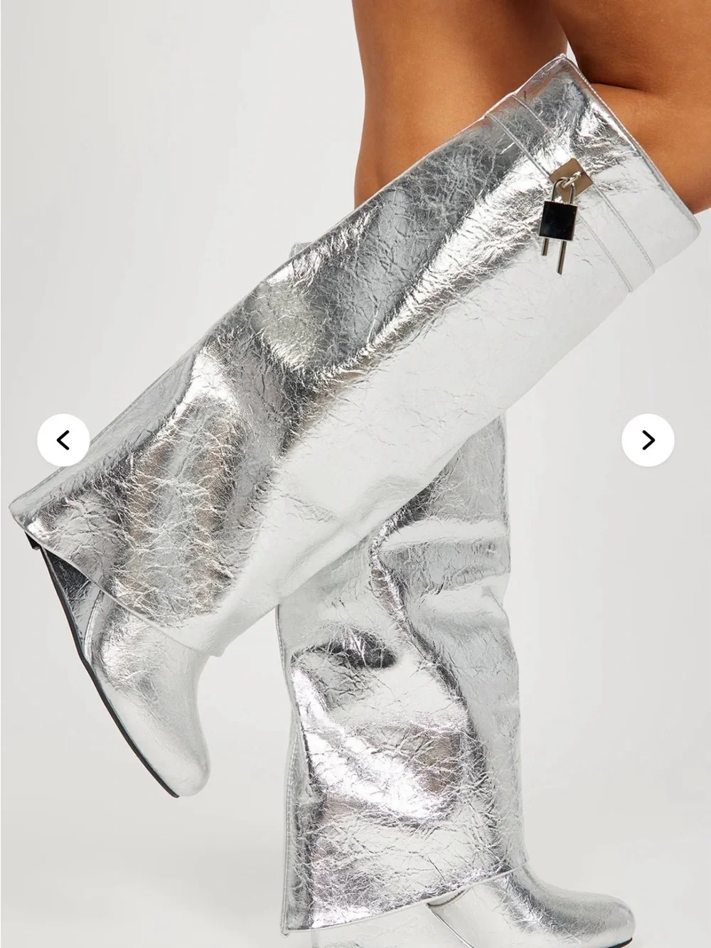 NWOB Fashion Nova | Ultimate Flirt Overlay Boots - Silver